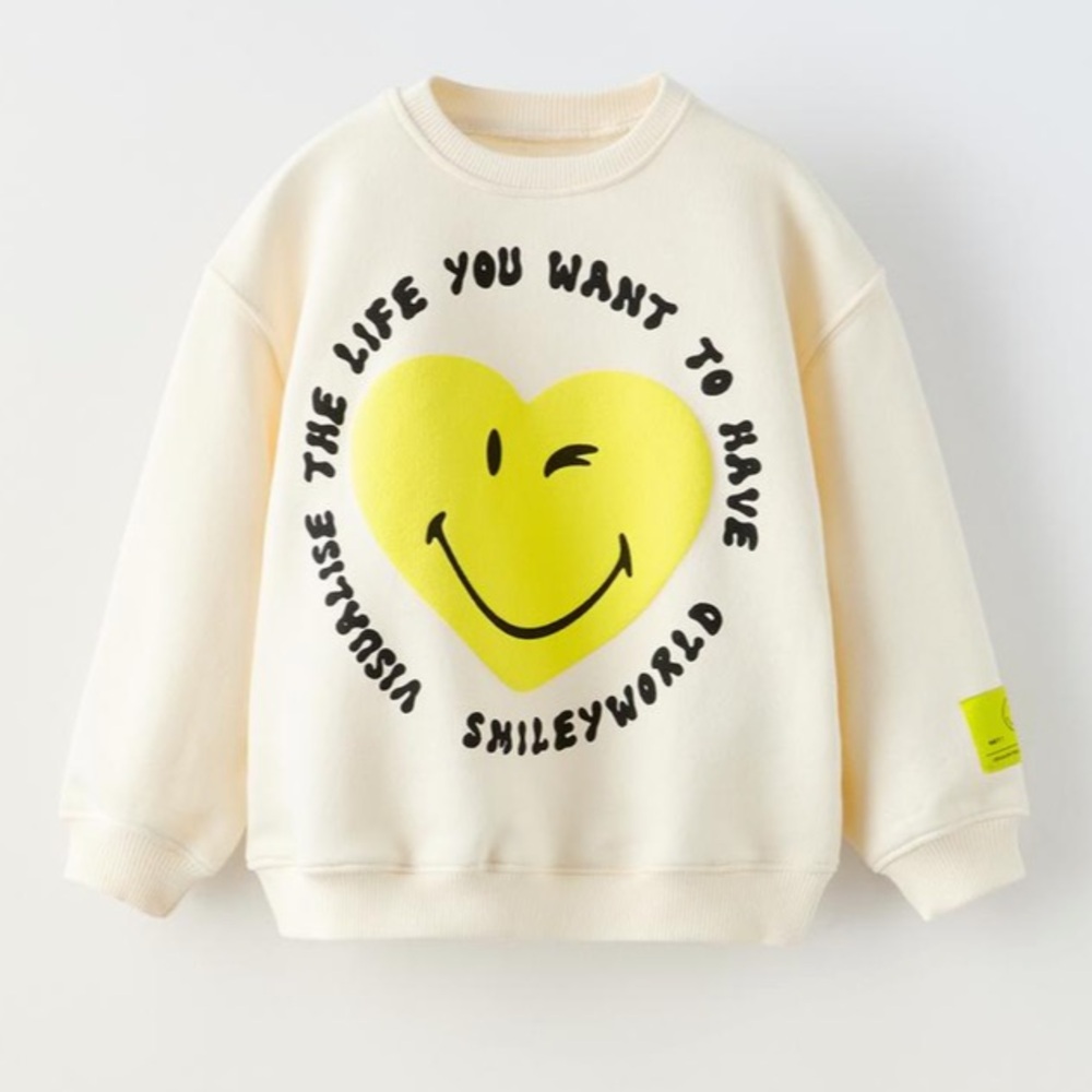 NWT Zara organic cotton blend smileyworld sweatshirt 1.5Y (12-18M)